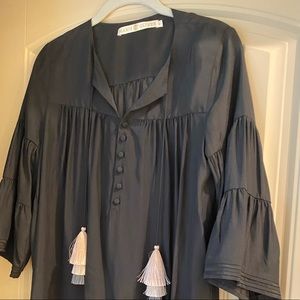 Black bell sleeve dress with tassle